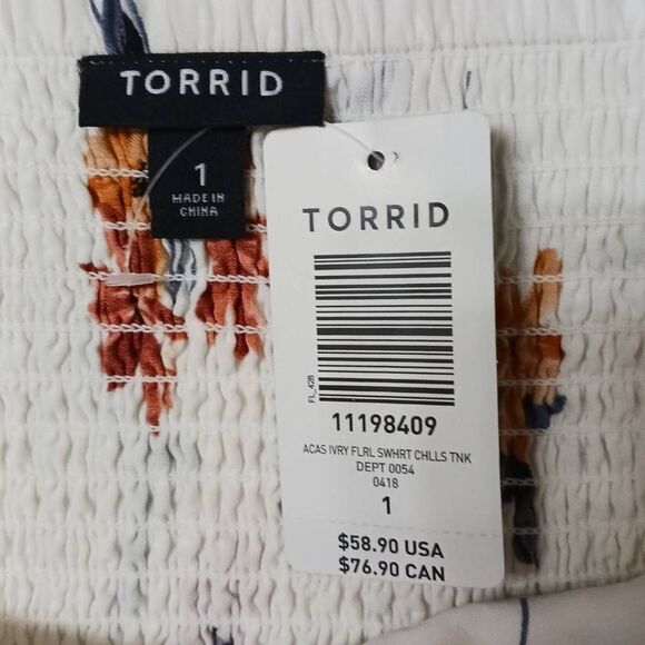 TORRID Women's New Ivory Floral Challis Midi Spring/Summer Tank Dress. - Picture 11 of 15